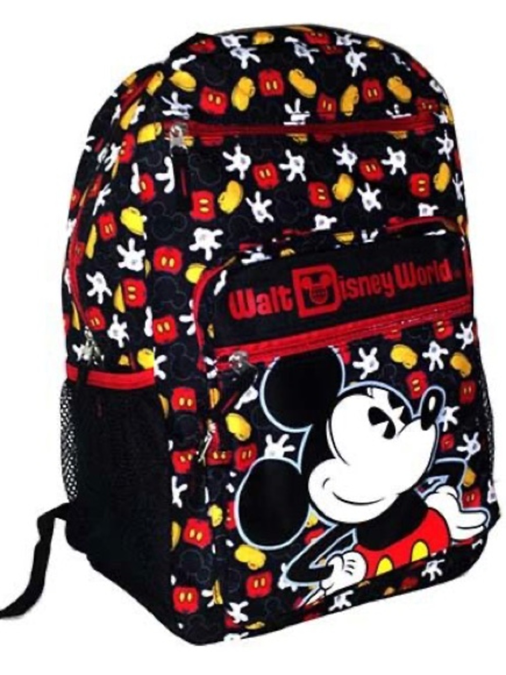 Walt Disney World Mickey Mouse Black, Yellow, White, Red Full Size Backpack